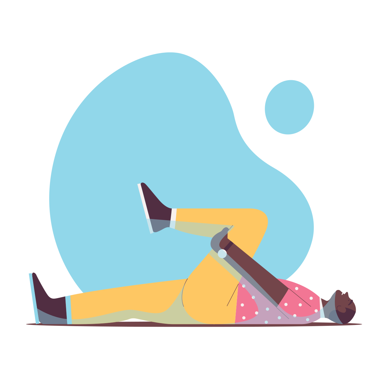 Illustration of a man doing a supine knee to chest stretch